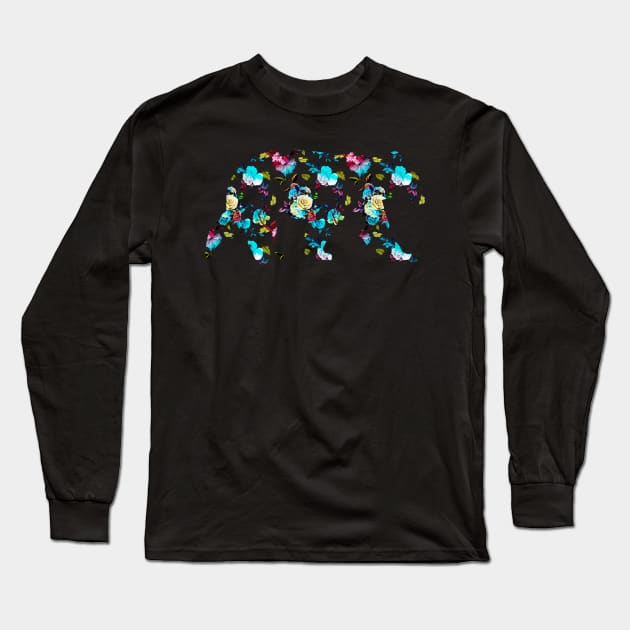 Summer Rose Bush Pattern Bear Floral Arrangement Long Sleeve T-Shirt by The Bearly Brand